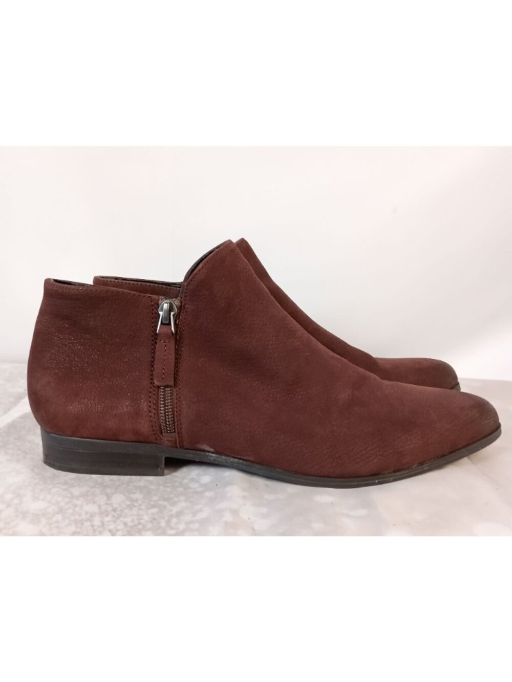 Franco Sarto Kingston Bootie Burgundy Suede Ankle Boots Women Size 10 - Picture 8 of 11